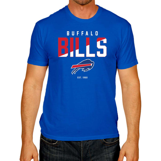 Buffalo Bills Adult NFL Diagonal Fade Color Block T-Shirt - Royal
