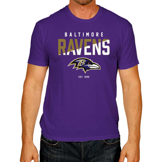Baltimore Ravens Adult NFL Diagonal Fade Color Block T-Shirt - Purple