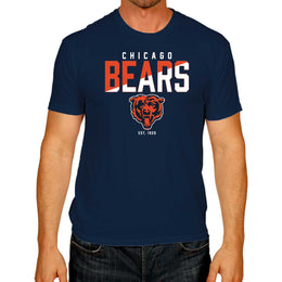 Chicago Bears Adult NFL Diagonal Fade Color Block T-Shirt - Navy