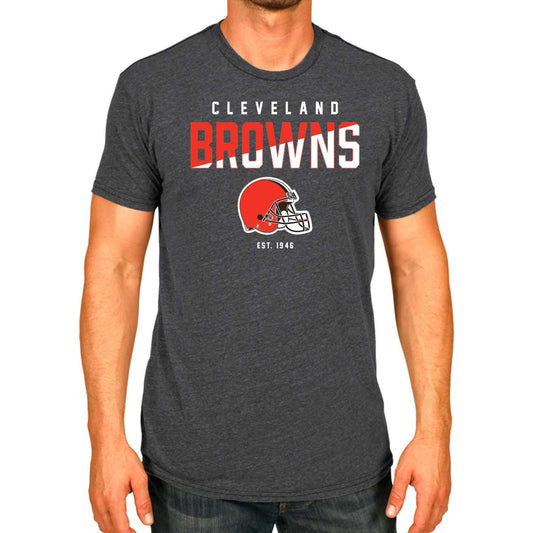 Cleveland Browns Adult NFL Diagonal Fade Color Block T-Shirt - Charcoal
