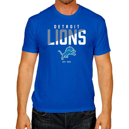 Detroit Lions Adult NFL Diagonal Fade Color Block T-Shirt - Royal