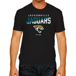 Jacksonville Jaguars Adult NFL Diagonal Fade Color Block T-Shirt - Black