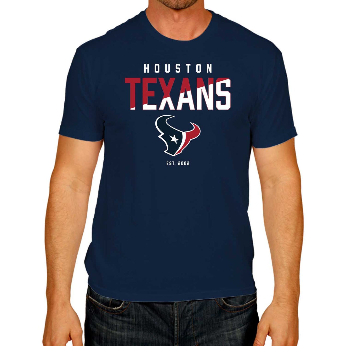 Houston Texans Adult NFL Diagonal Fade Color Block T-Shirt - Navy
