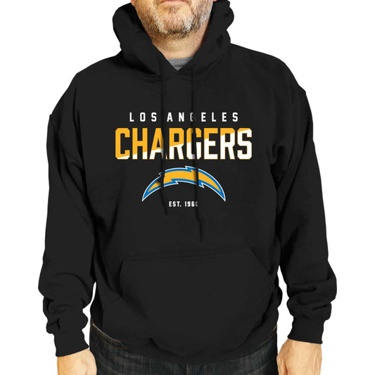 Los Angeles Chargers Adult NFL Diagonal Fade Fleece Hooded Sweatshirt - Black