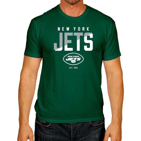 New York Jets Adult NFL Diagonal Fade Color Block T-Shirt - Forest Green