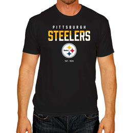 Pittsburgh Steelers Adult NFL Diagonal Fade Color Block T-Shirt - Black