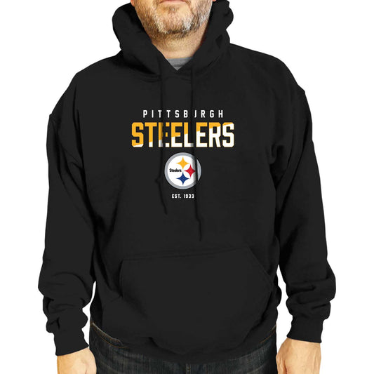 Pittsburgh Steelers Adult NFL Diagonal Fade Fleece Hooded Sweatshirt - Black