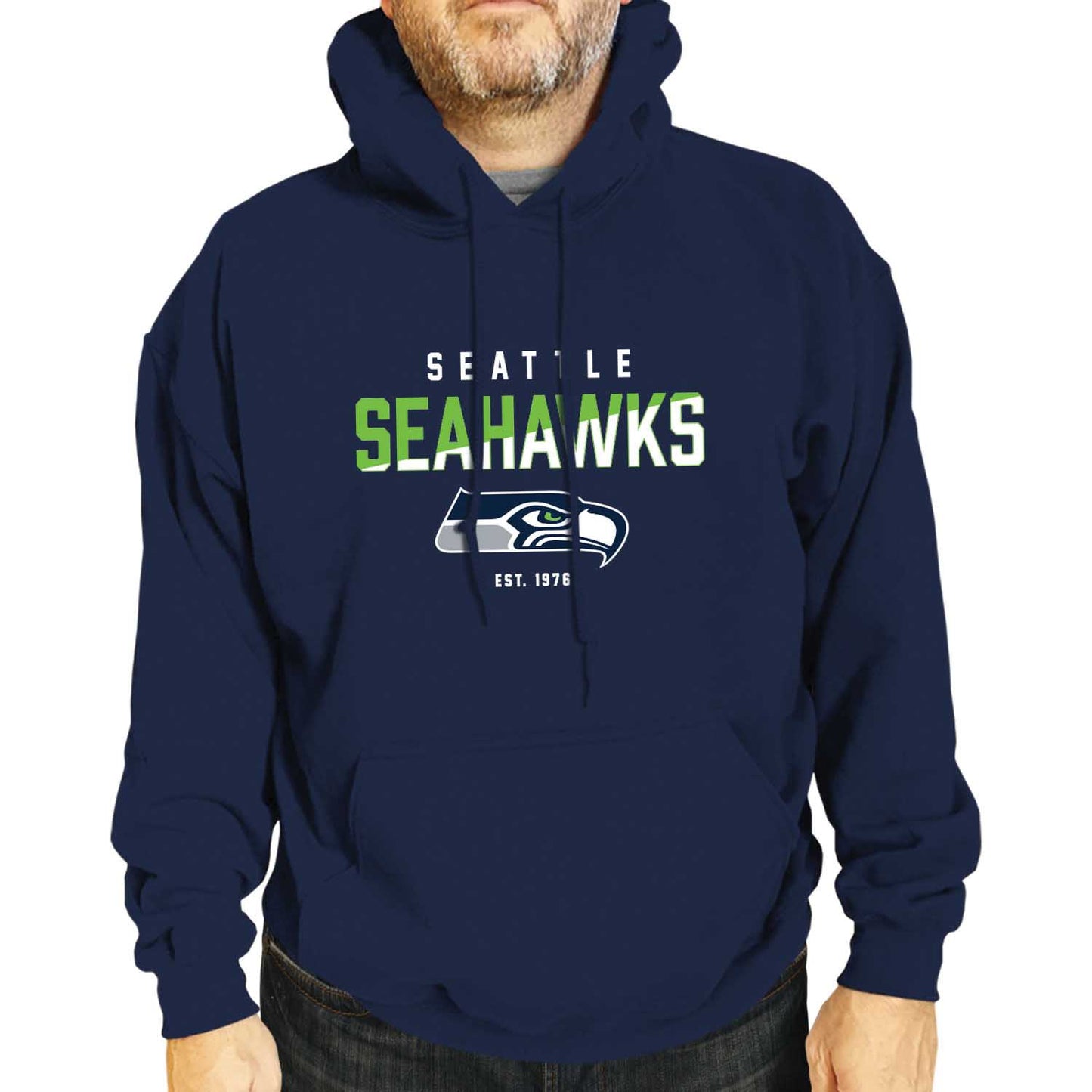 Seattle Seahawks Adult NFL Diagonal Fade Fleece Hooded Sweatshirt - Navy