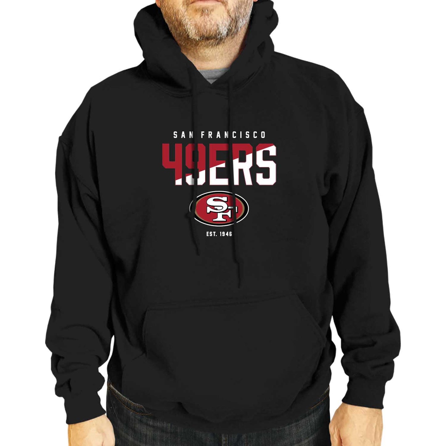 San Francisco 49ers Adult NFL Diagonal Fade Fleece Hooded Sweatshirt - Black