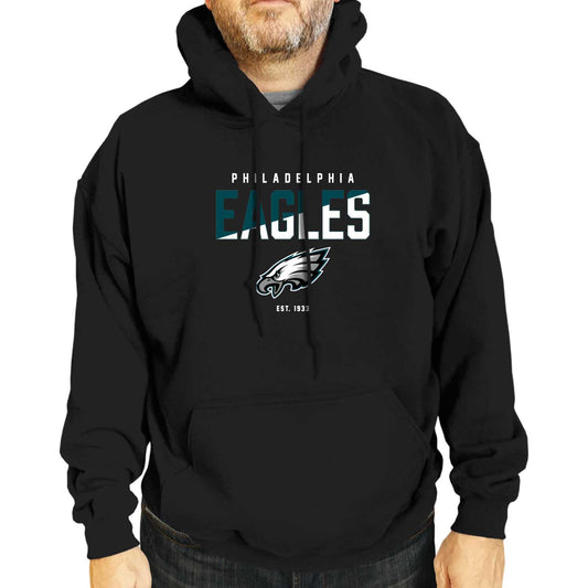 Philadelphia Eagles Adult NFL Diagonal Fade Fleece Hooded Sweatshirt - Black
