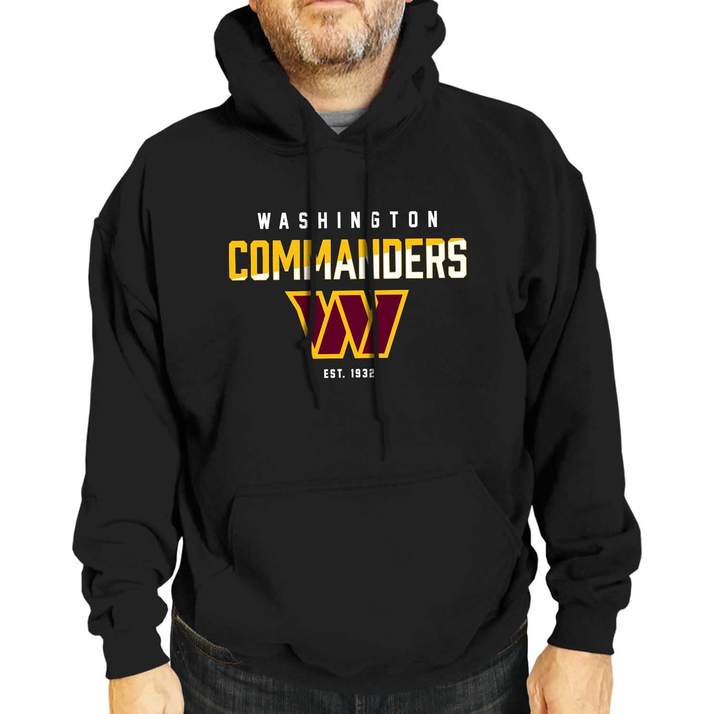 Washington Commanders Adult NFL Diagonal Fade Fleece Hooded Sweatshirt - Black