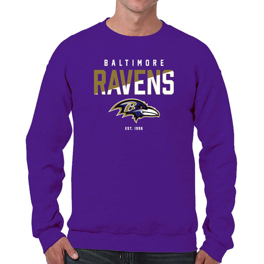 Baltimore Ravens Adult NFL Diagonal Fade Color Block Crewneck Sweatshirt - Purple