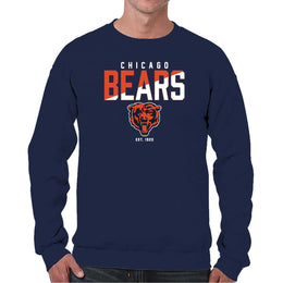 Chicago Bears Adult NFL Diagonal Fade Color Block Crewneck Sweatshirt - Navy