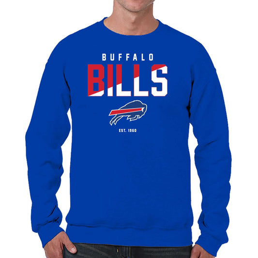 Buffalo Bills Adult NFL Diagonal Fade Color Block Crewneck Sweatshirt - Royal