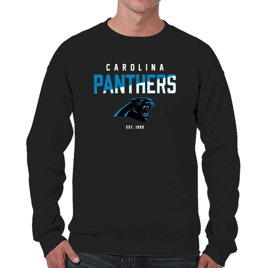 Carolina Panthers Adult NFL Diagonal Fade Color Block Crewneck Sweatshirt - Black