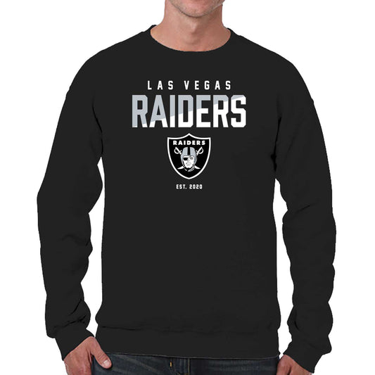 Las Vegas Raiders Adult NFL Diagonal Fade Color Block Crewneck Sweatshirt - Black