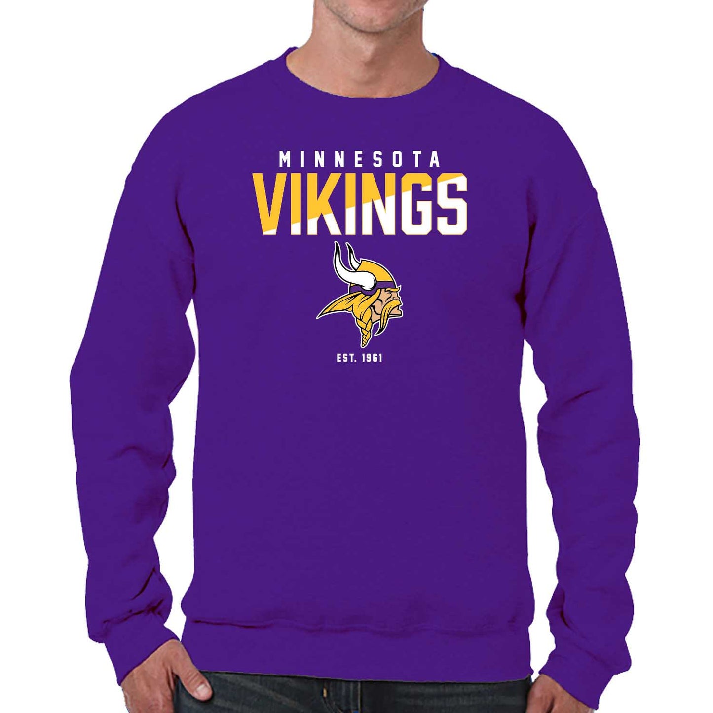 Minnesota Vikings Adult NFL Diagonal Fade Color Block Crewneck Sweatshirt - Purple