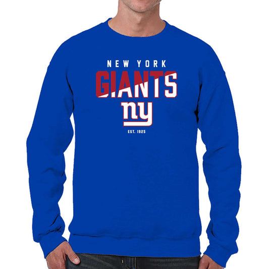 New York Giants Adult NFL Diagonal Fade Color Block Crewneck Sweatshirt - Royal