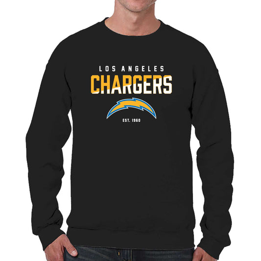 Los Angeles Chargers Adult NFL Diagonal Fade Color Block Crewneck Sweatshirt - Black