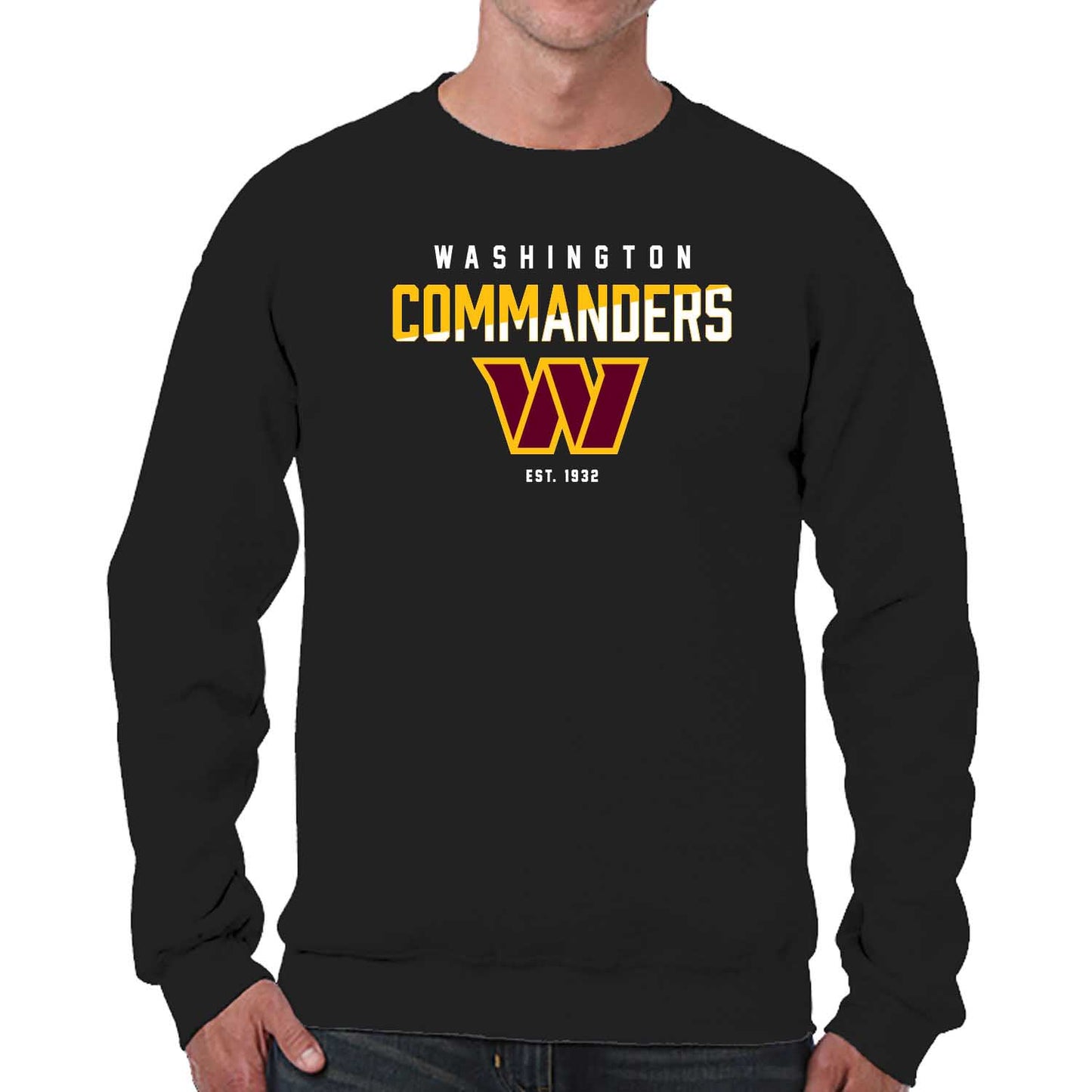 Washington Commanders Adult NFL Diagonal Fade Color Block Crewneck Sweatshirt - Black
