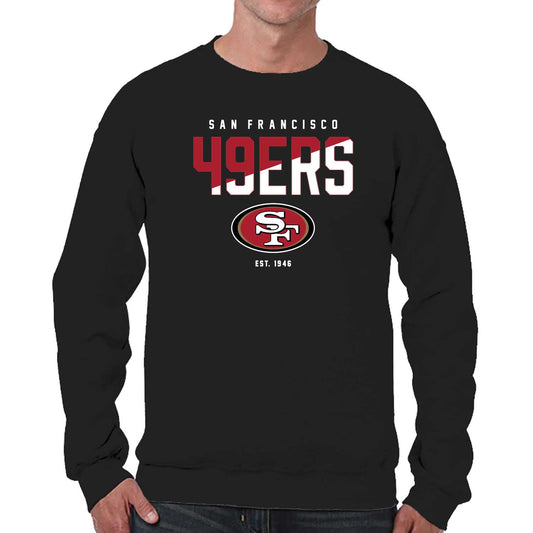 San Francisco 49ers Adult NFL Diagonal Fade Color Block Crewneck Sweatshirt - Black
