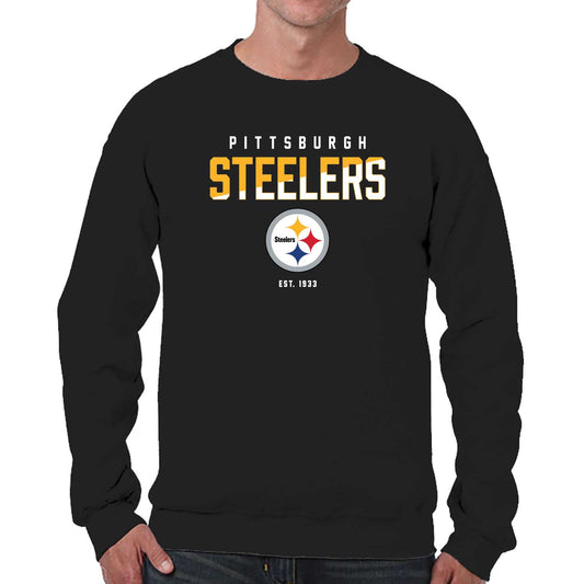 Pittsburgh Steelers Adult NFL Diagonal Fade Color Block Crewneck Sweatshirt - Black