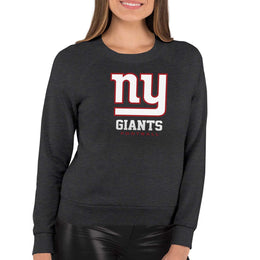 New York Giants Women's NFL Ultimate Fan Logo Slouchy Crewneck -Tagless Fleece Lightweight Pullover - Charcoal