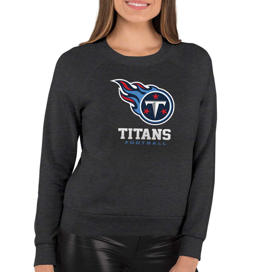 Tennessee Titans Women's NFL Ultimate Fan Logo Slouchy Crewneck -Tagless Fleece Lightweight Pullover - Charcoal