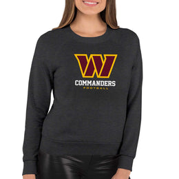 Washington Commanders Women's NFL Ultimate Fan Logo Slouchy Crewneck -Tagless Fleece Lightweight Pullover - Charcoal