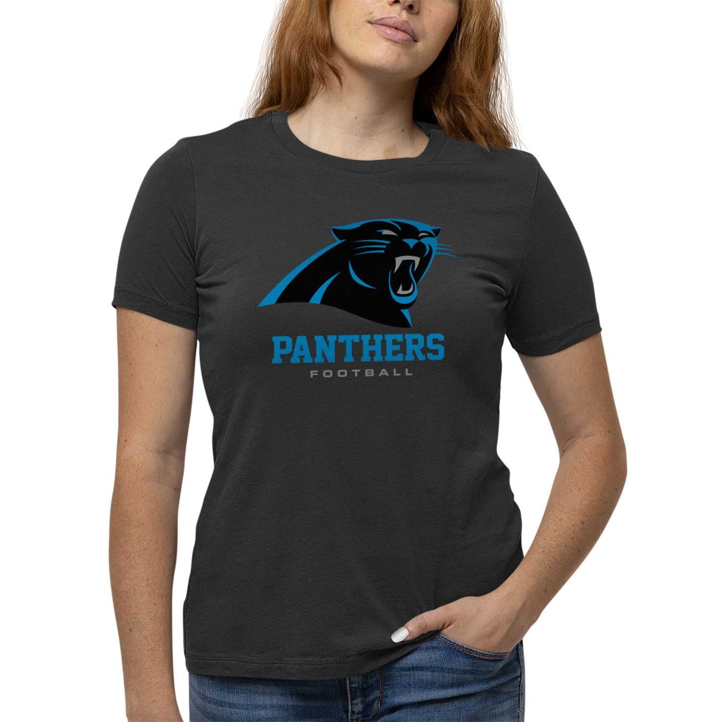 Carolina Panthers Women's NFL Ultimate Fan Logo Short Sleeve T-Shirt - Black