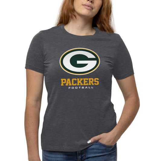 Green Bay Packers Women's NFL Ultimate Fan Logo Short Sleeve T-Shirt - Charcoal