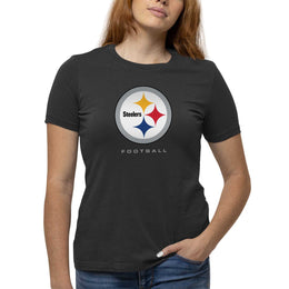 Pittsburgh Steelers Women's NFL Ultimate Fan Logo Short Sleeve T-Shirt - Black