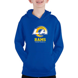 Los Angeles Rams Youth NFL Ultimate Fan Logo Fleece Hooded Sweatshirt -Tagless Football Pullover For Kids - Royal