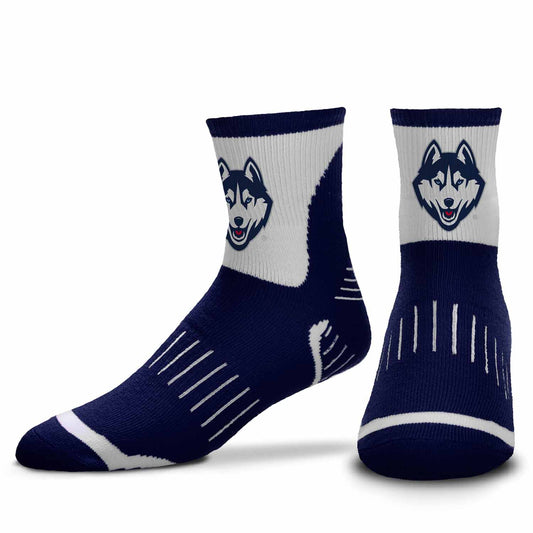 UCONN Huskies Adult Surge Quarter Length Crew Socks for Men and Women - Navy