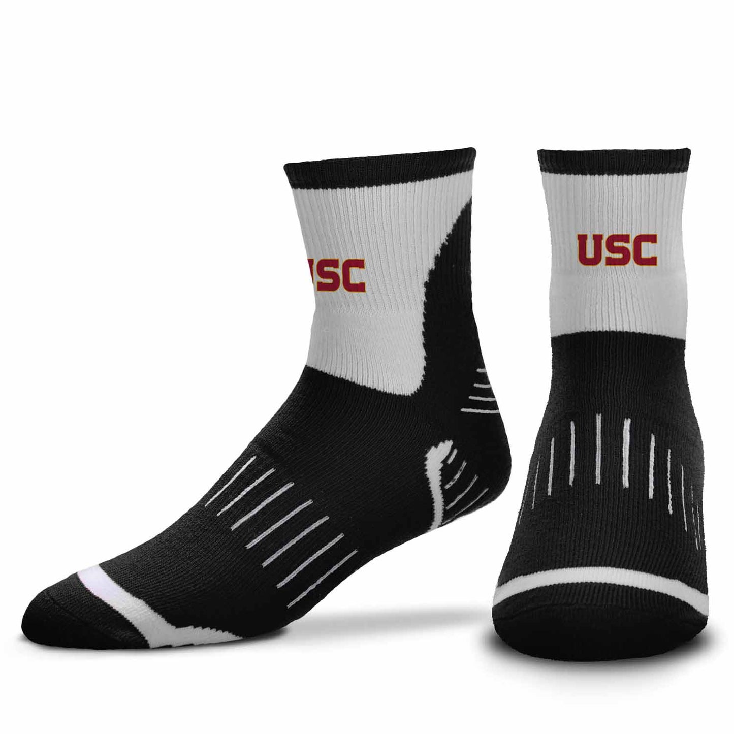 USC Trojans Adult Surge Quarter Length Crew Socks for Men and Women - Black