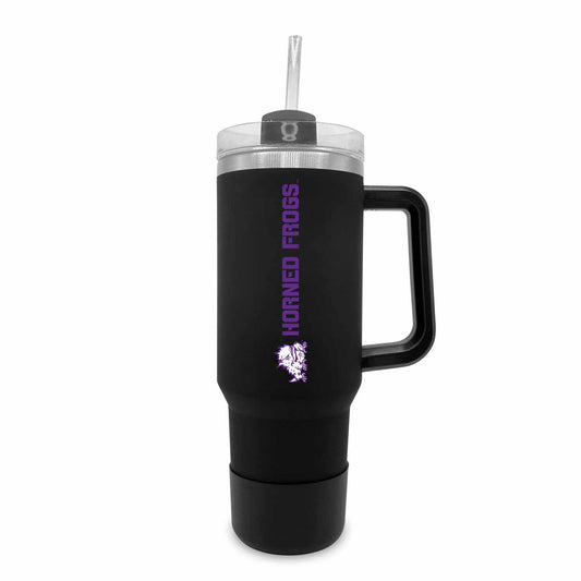 TCU Horned Frogs College & University 40 oz Travel Tumbler With Handle - Black
