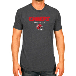 Kansas City Chiefs NFL Adult Football Helmet Tagless T-Shirt - Charcoal