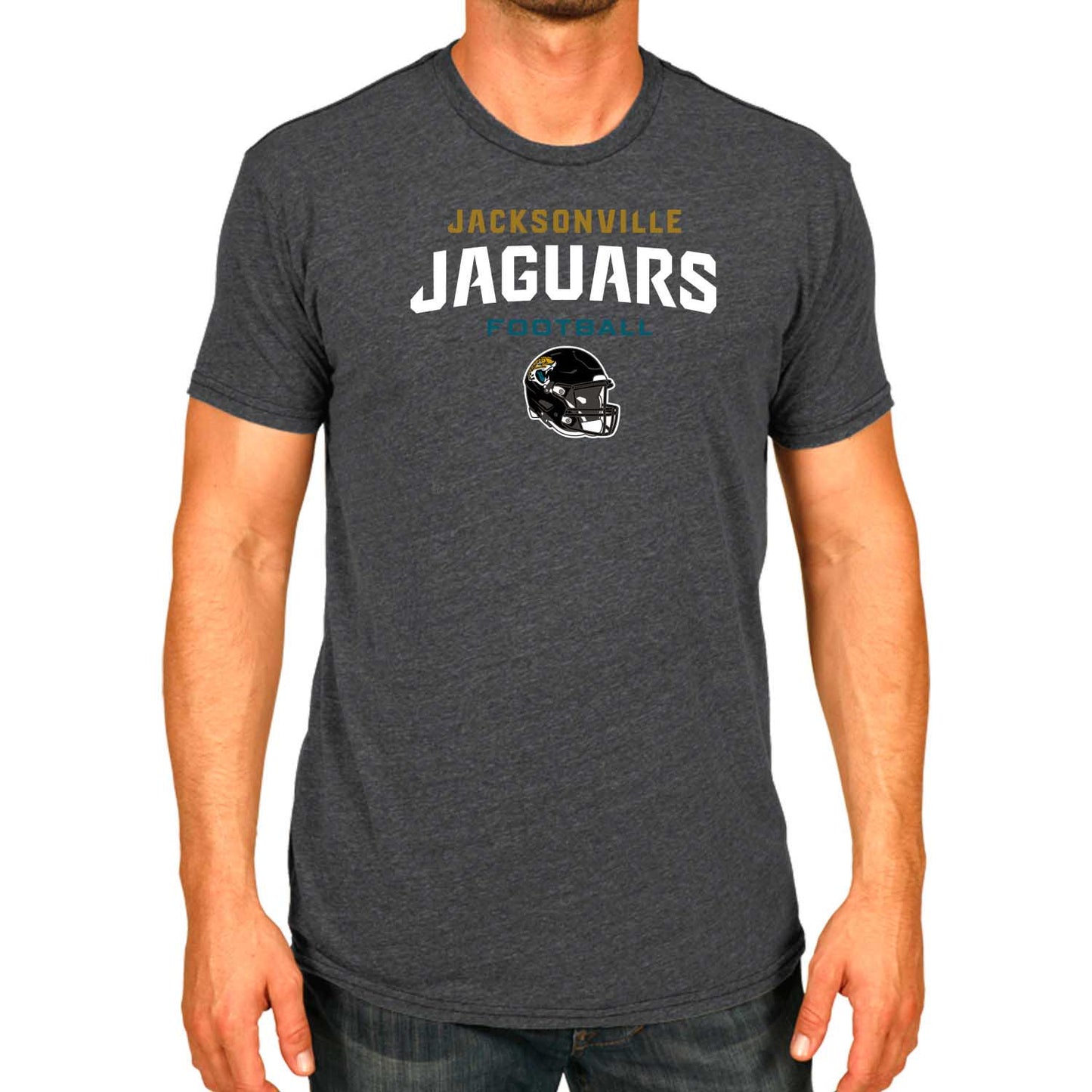 Jacksonville Jaguars NFL Adult Football Helmet Tagless T-Shirt - Charcoal