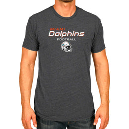 Miami Dolphins NFL Adult Football Helmet Tagless T-Shirt - Charcoal