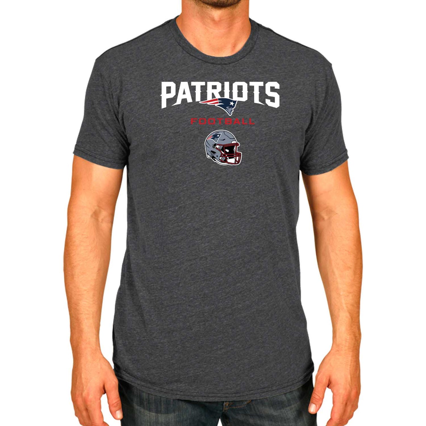 New England Patriots NFL Adult Football Helmet Tagless T-Shirt - Charcoal