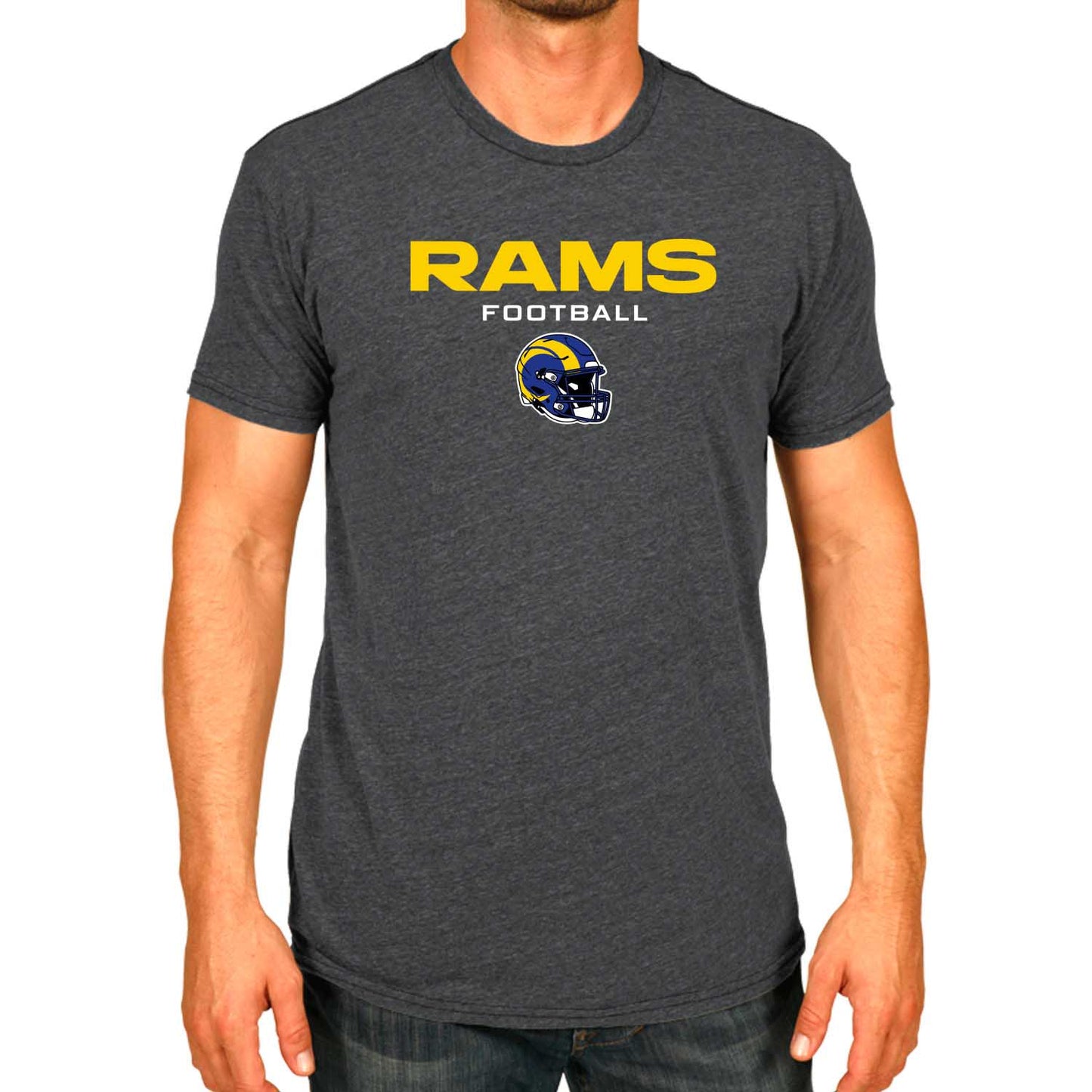 Los Angeles Rams NFL Adult Football Helmet Tagless T-Shirt - Charcoal