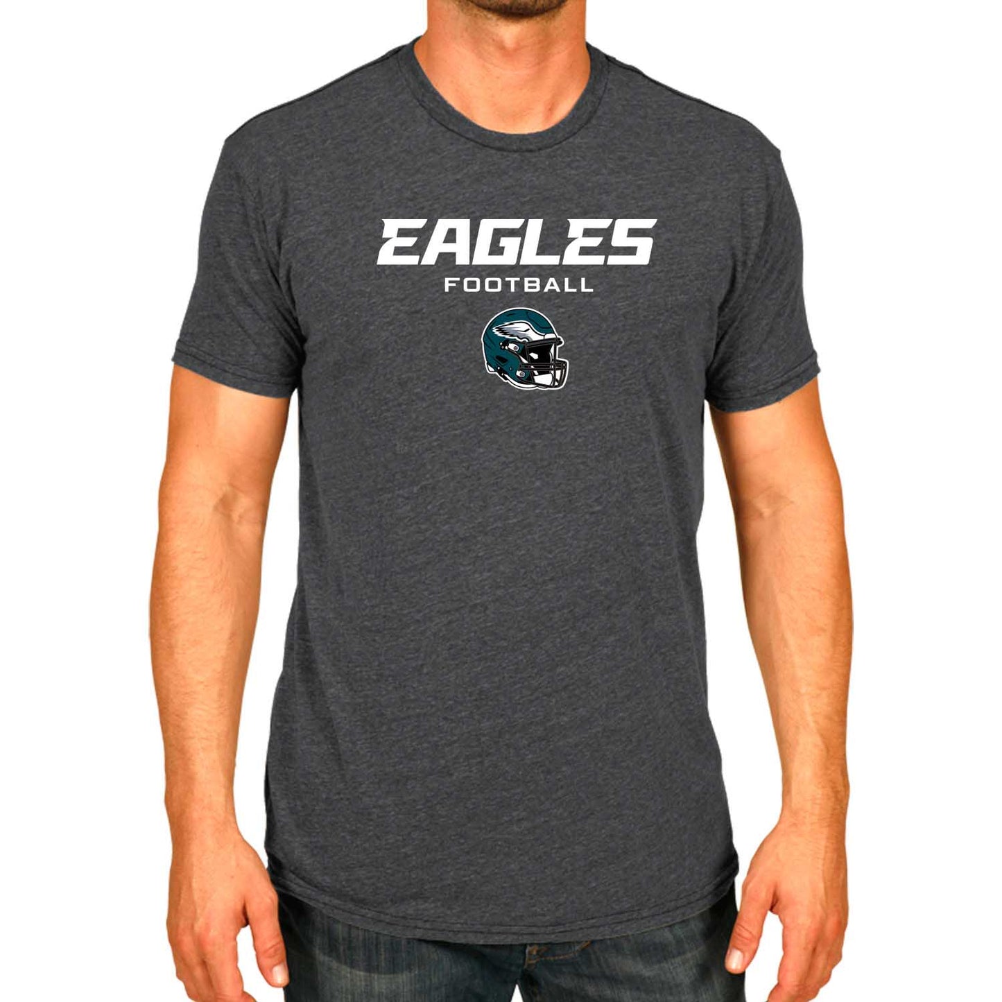 Philadelphia Eagles NFL Adult Football Helmet Tagless T-Shirt - Charcoal