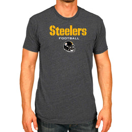 Pittsburgh Steelers NFL Adult Football Helmet Tagless T-Shirt - Charcoal