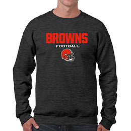 Cleveland Browns Adult NFL Football Helmet Heather Crewneck Sweatshirt - Charcoal