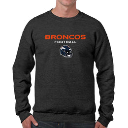 Denver Broncos Adult NFL Football Helmet Heather Crewneck Sweatshirt - Charcoal