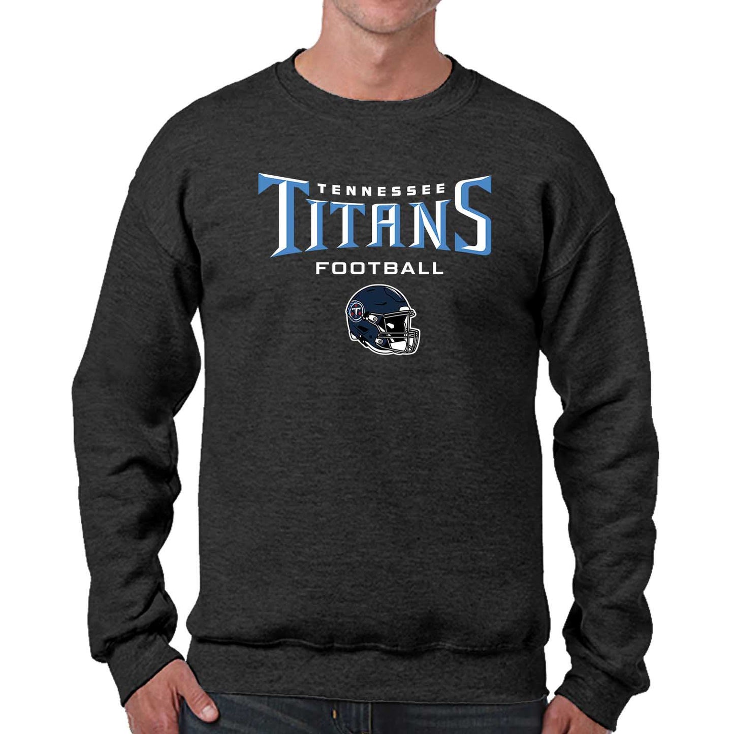 Tennessee Titans Adult NFL Football Helmet Heather Crewneck Sweatshirt - Charcoal