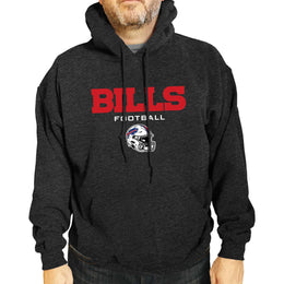Buffalo Bills Adult NFL Football Helmet Heather Hooded Sweatshirt  - Charcoal