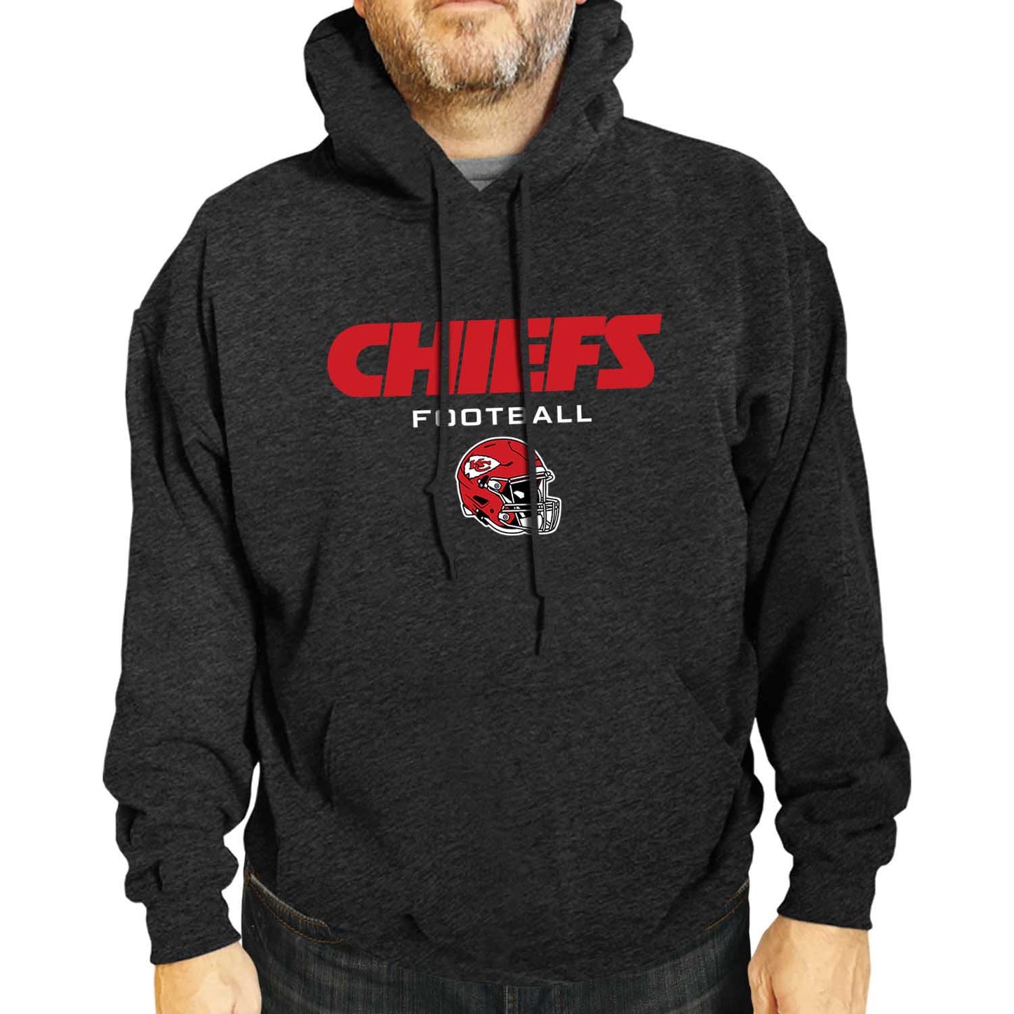 Kansas City Chiefs Adult NFL Football Helmet Heather Hooded Sweatshirt  - Charcoal