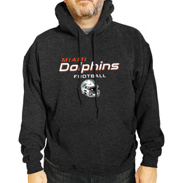 Miami Dolphins Adult NFL Football Helmet Heather Hooded Sweatshirt  - Charcoal