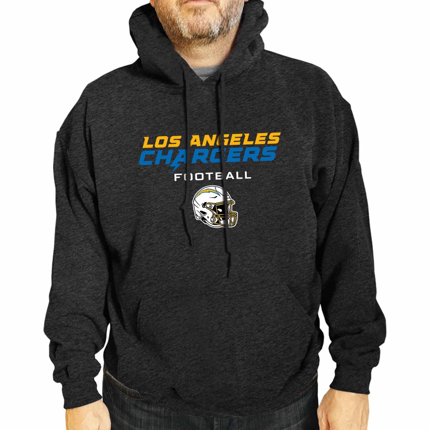 Los Angeles Chargers Adult NFL Football Helmet Heather Hooded Sweatshirt  - Charcoal